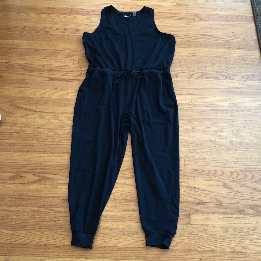 Zella Black Sleeveless Jumpsuit with Drawstring Waist, EUC, L